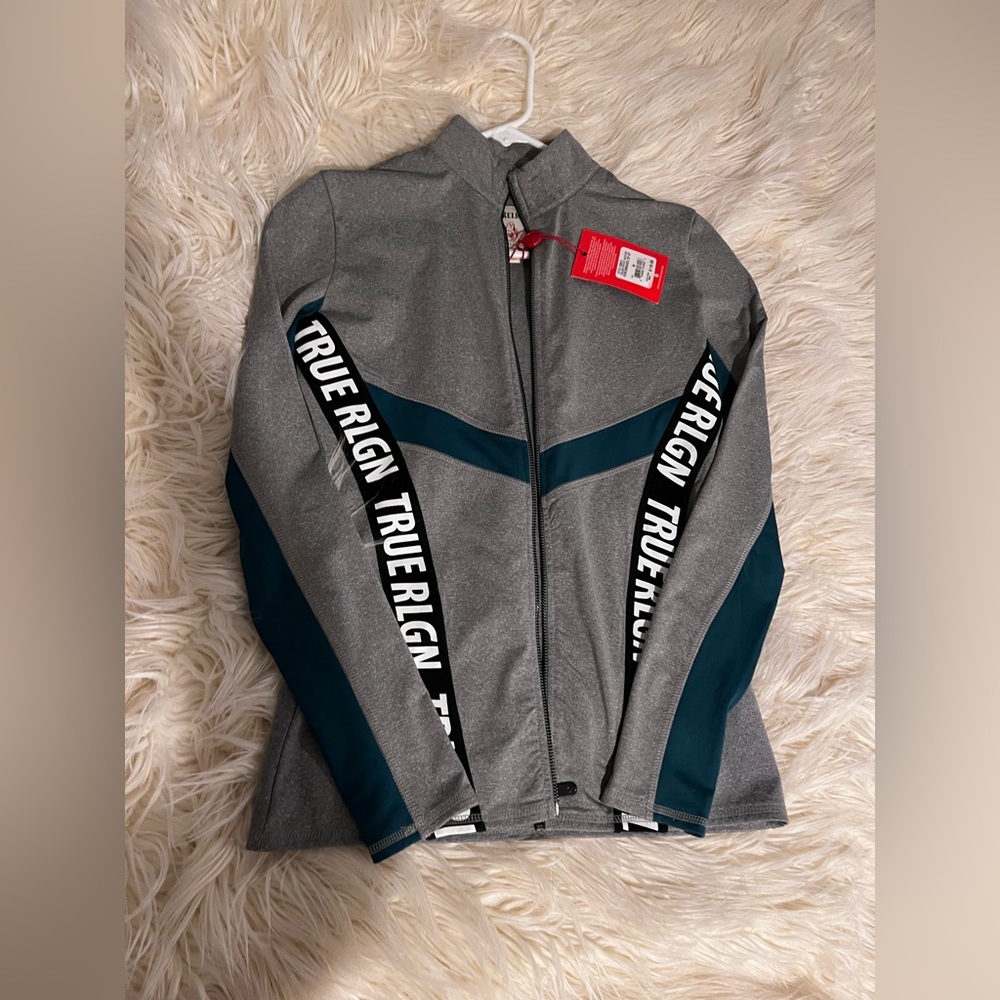 Gray and teal True religion jacket
